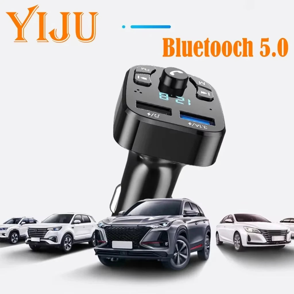 Car Bluetooth 5.0 Fm Transmitter, Wireless Adapter, Microphone, Audio Receiver, Automatic Mp3 Player, Dual USB Fast Charger