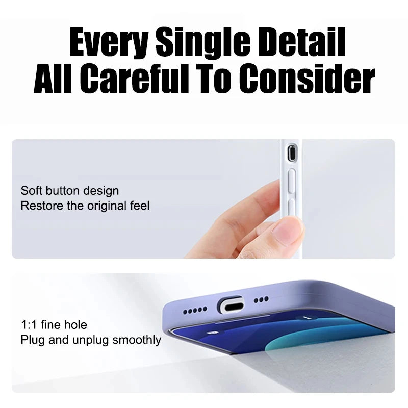 Original Liquid Silicone Case For iPhone 15 13 14 12 11 16 Pro Max Cover For iPhone 16 15 Plus Shockproof Case Phone Accessories