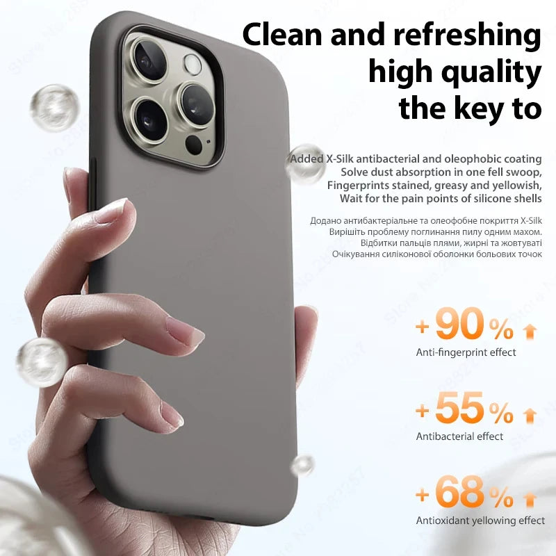 Original Liquid Silicone Case For Apple iPhone 16 14 13 12 11 15 Pro Max Plus Official Case Shockproof Cover Phone Accessories