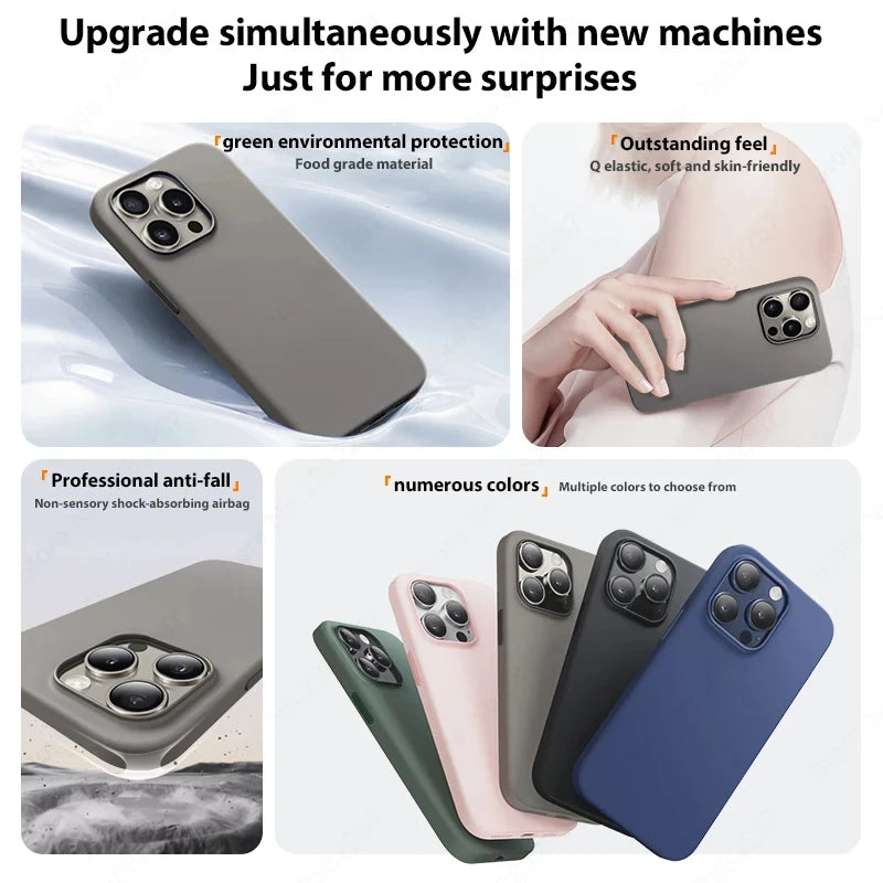 Original Liquid Silicone Case For iPhone 15 13 14 12 11 16 Pro Max Cover For iPhone 16 15 Plus Shockproof Case Phone Accessories